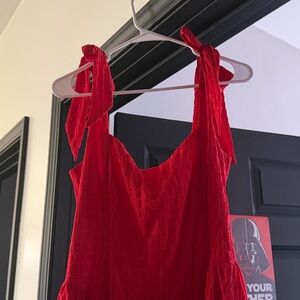 Red Sleeveless Dress with Tie Straps